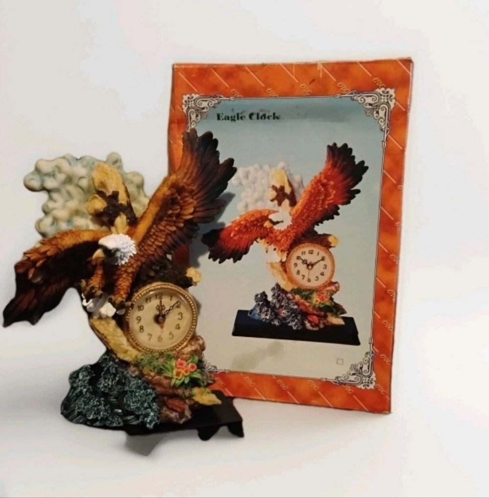 Majestic Eagle Clock with Brown and Gold Accents